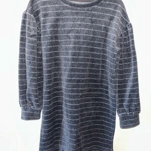 GAP kids gray velvet metallic stripe dress